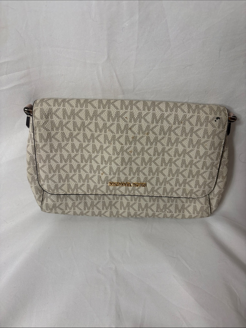 Michael Kors Light Beige MK Monogram Crossbody Bag